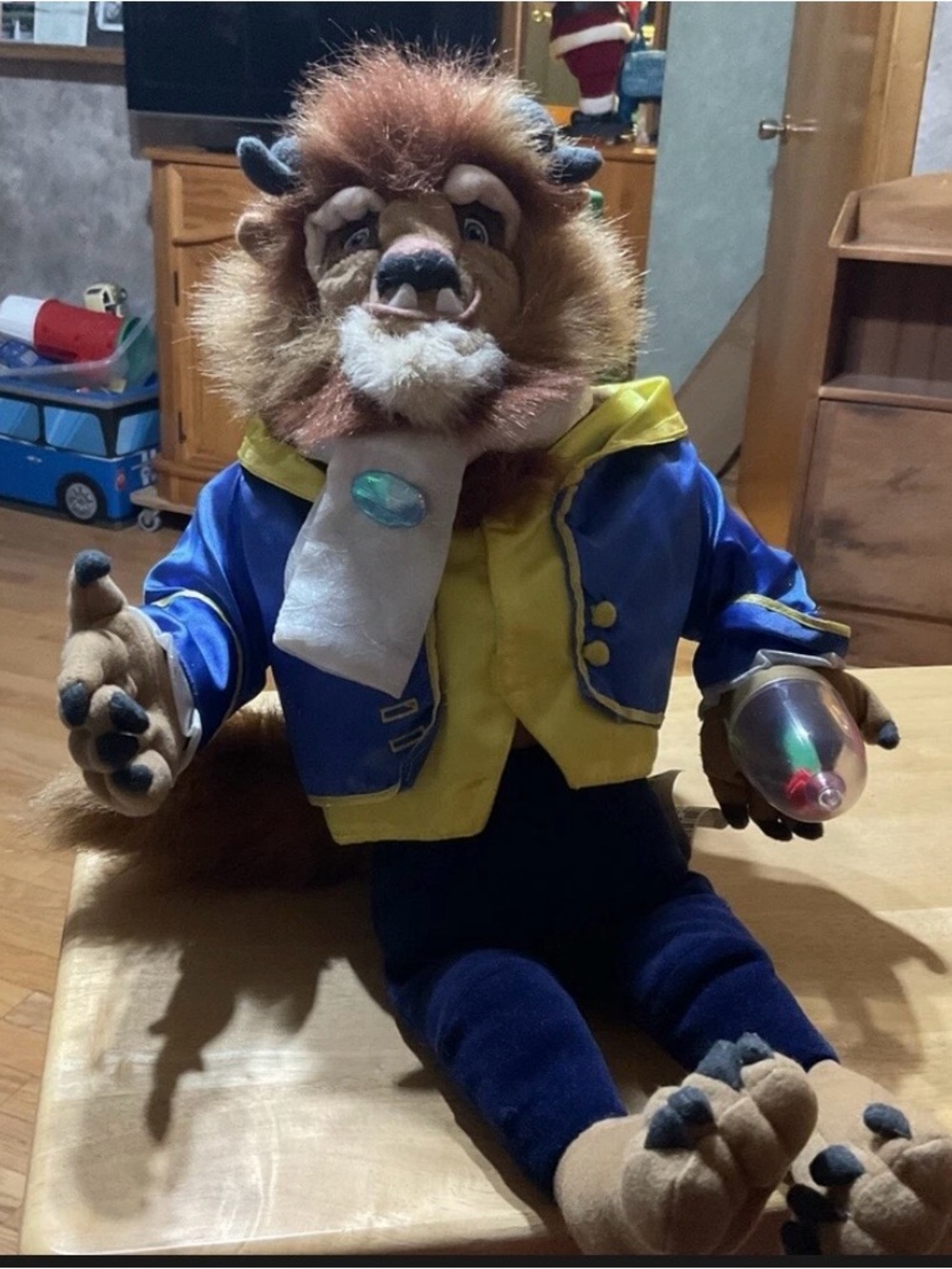Disney vintage Beast Plush RARE talking and light up 18”